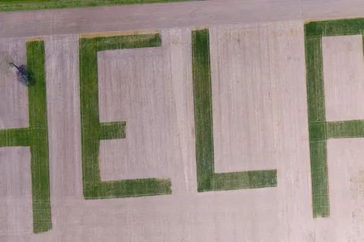 "Quand ils passent au-dessus, les avions de ligne commencent à descendre à Orly. Les passagers voient mon SOS", a expliqué l'agriculteur de 63 ans.