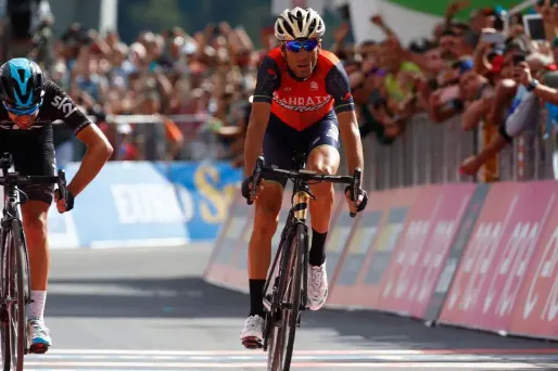 Nibali, à droite, a remporté sa septième victoire d'étape sur le Giro.