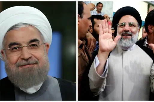 Le président sortant Rohani (à gauche) affronte le religieux conservateur Raissi pour la présidence de l'Iran.