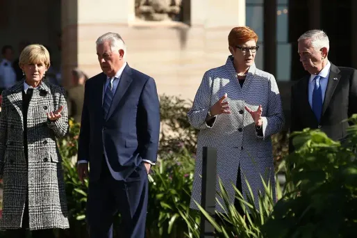 Marise Payne, Jim Mattis, Julie Bishop, Rex Tillerson, Australie crédit : MARK METCALFE / POOL / AFP