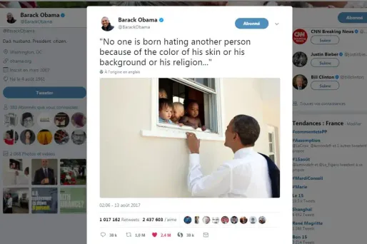 Charlottesville : le tweet de Barack Obama devient le deuxième plus liké de l'histoire