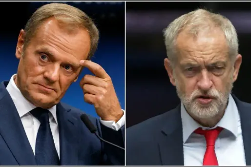 Donald Tusk, Jeremy Corbyn crédit : AFP / montage Europe 1 - 1280