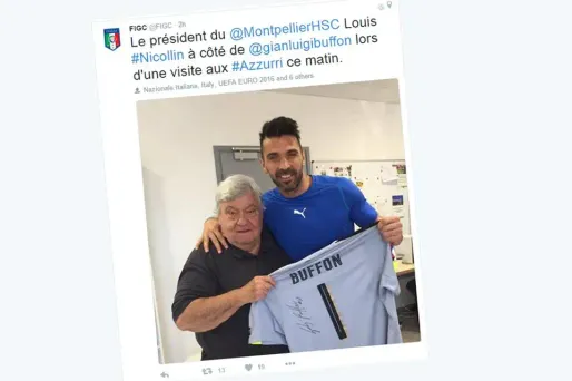 Remise de maillot de Buffon à Nicollin (1280x640) Capture d'écran Twitter @FIGC