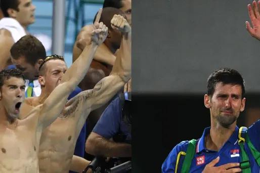 L'immense joie de Michael Phelps et les larmes de Novak Djokovic, les deux images fortes de la soirée.