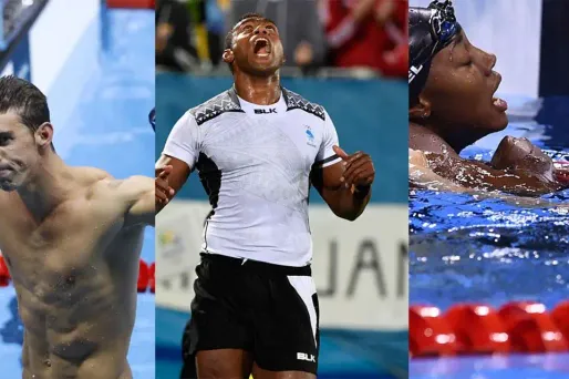 La joie de Michael Phelps, des rugbymen fidjiens et des deux nageuses en or du 100 m, jeudi soir à Rio.