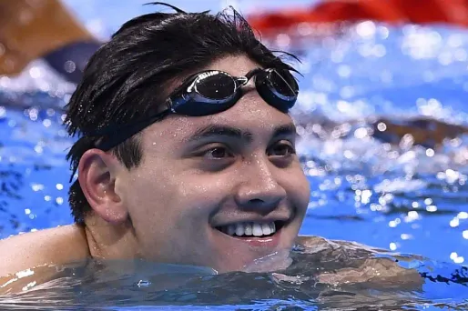 Le sourire de Joseph Schooling, sacré sur 100 m papillon.