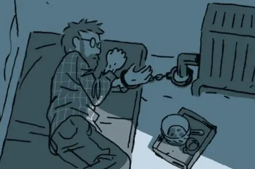 Dans ses vignettes, Guy Delisle n'hésite pas à adopter le point de vue de Christophe André.