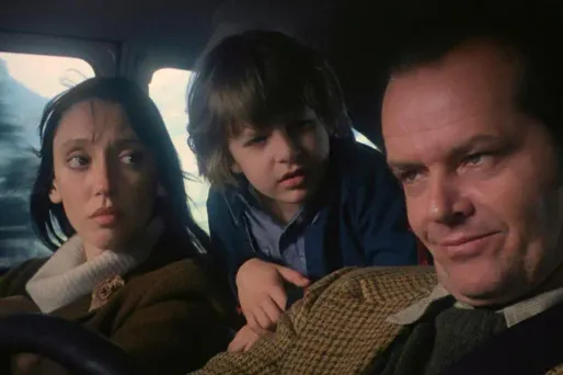 Shelley Duvall et Jack Nicholson dans la séquence d'ouverture de "Shining" de Stanley Kubrick.