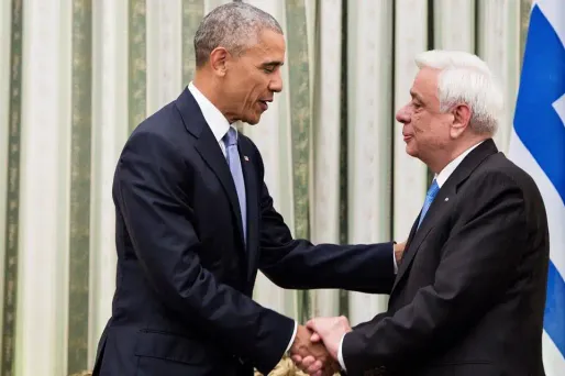 Barack Obama, Prokopis Pavlopoulos, Grèce crédit : BRENDAN SMIALOWSKI / AFP - 1280