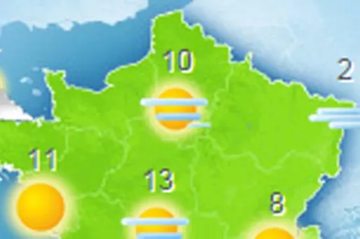 La météo de jeudi entre 10h et 13h.