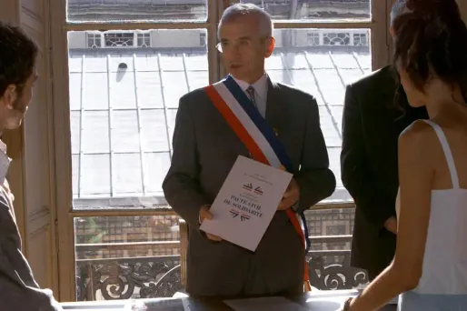 Une "cérémonie" de Pacs, en 2001 à Paris.