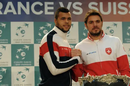 Tsonga avec Wawrinka à la finale de la Coupe Davis (1280x640) Philippe HUGUEN/AFP