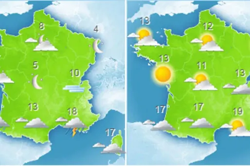 Le temps, mardi 13 octobre, à 8 et 14 heures.