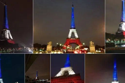 La Tour Eiffel restera bleu,blanc,rouge jusqu'au 25 novembre.
