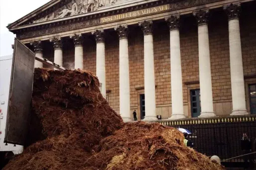 Une tonne de fumier déversée devant l'Assemblée nationale