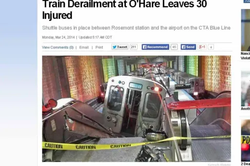 Au moins trente personnes ont été blessées dans le déraillement d'un train à Chicago. Capture d'écran de "NBC".