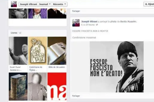 Joseph Vitrani, 33 ans, qui figure en 36e position sur 39 sur la liste Roanne Bleu Marine conduite par Sarah Brosset, avait posté sur sa page Facebook plusieurs photos du Duce datant des années 40