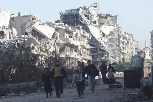 La ville de Homs, dévastée par des mois de combats et de bombardements.