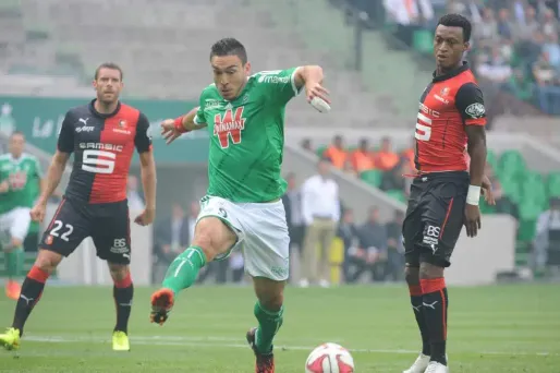 L'ancien Rennais et désormais Stéphanois Mevlut Erding a manqué un penalty en faveur des Verts.