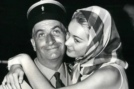 Le maréchal des logis Cruchot (Louis de Funès) et sa fille Nicole (Geneviève Grad).