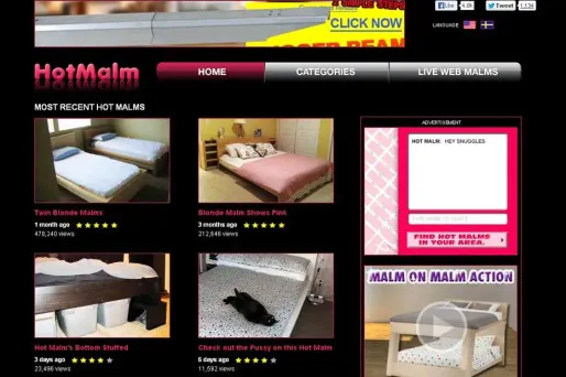 Police des textes, fond noir, couleur rose... Tous les éléments d'un célèbre site porno sont repris. Sauf que celui-ci fait la promotion des lits Ikea...