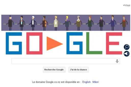 Le logo Google est passé au jaune et affiche les 11 acteurs principaux de la série, pour son 50e anniversaire.