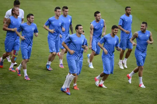 Les Bleus à l'entraînement lors de l'Euro 2012