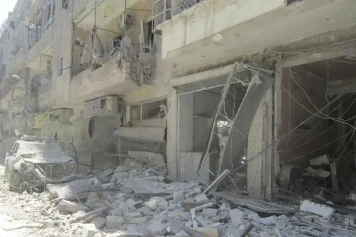 Un quartier du centre d'Alep ravagé par les bombardements.