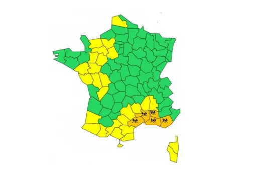 Cinq départements en vigilance orange