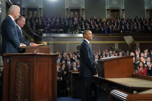 Barack Obama face au Congrès en janvier 2012.