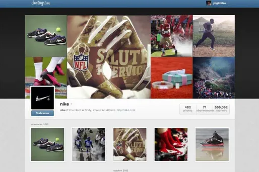 La page Web Instagram du compte Nike+