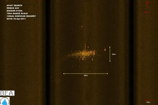 Le site du crash ici visible par une image sonar