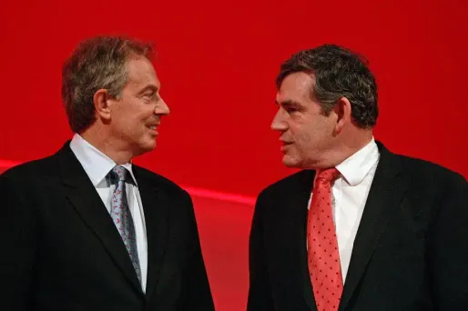 Tony Blair et Gordon Brown, frères ennemis du parti travailliste.