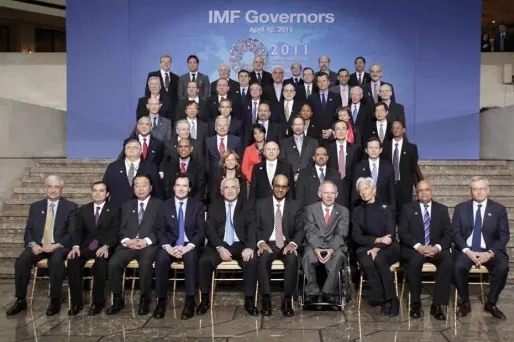Le conseil d'administration du FMI au grand complet en avril 2011.