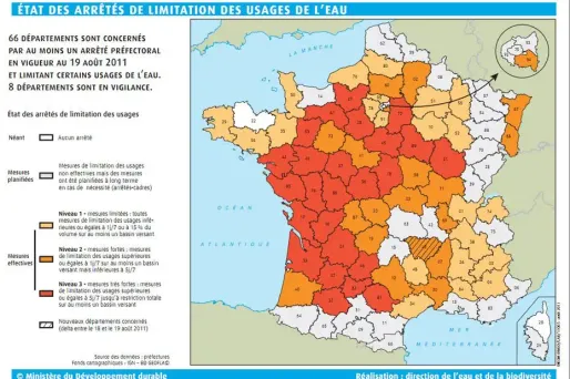 La carte des restrictions d’eau