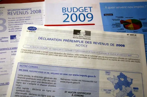 Feuille de déclaration d'impôts pour l'année 2008.