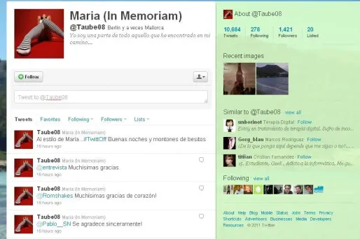 Capture d'écran du compte Twitter de Maria.