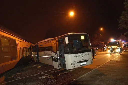 Un car scolaire percuté par un TER