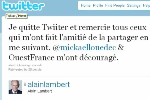 L’@pôtre AlainLambert quitte Twitter