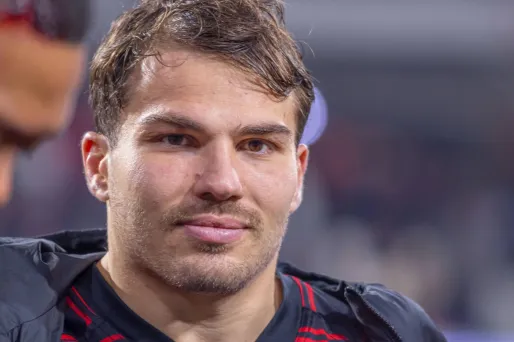 Antoine Dupont du Stade Toulousain lors du match de Top 14 de rugby à XV opposant le Stade Toulousain au Stade Rochelais le 28 décembre 2025.