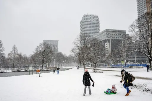 De la neige à La Hague, aux Pays-Bas.