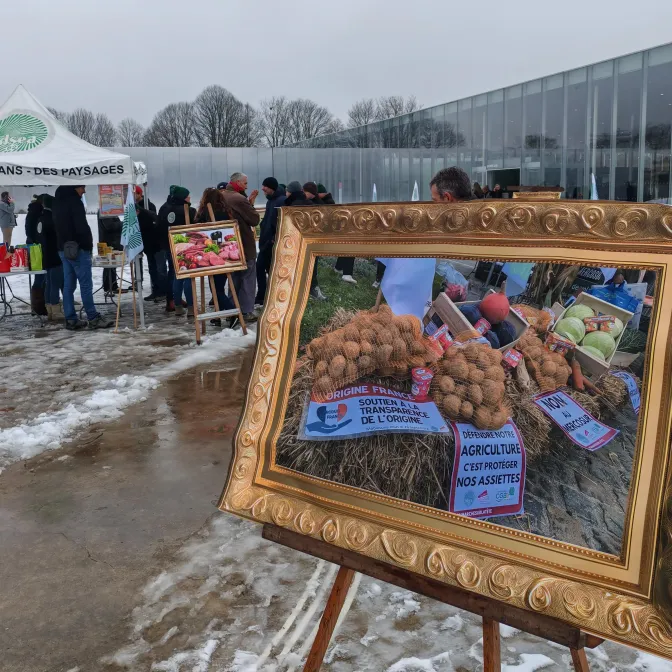 Les agriculteurs mettent leur colère en exposition devant le Louvre-Lens ce jeudi 8 janvier pour protester contre l'accord UE-Mercosur.