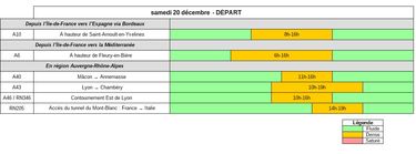 En vert le trafic fluide, en jaune le trafic dense.